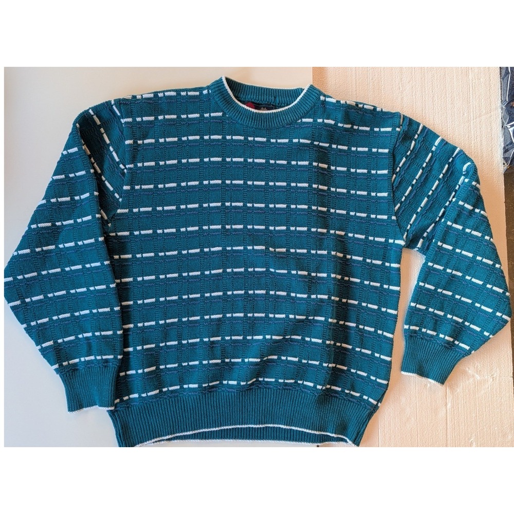 Isle of Cotton Unisex Large Teal Green Textured Knit Sweater Made in USA